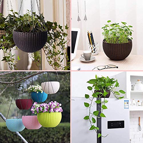 Image of Giore Plastic Hanging Planters with Metal Chains Pink Flower Pot for Indoor & Outdoor Plants Durable Hanging Baskets for Home, Balcony, Garden & Patio Decor