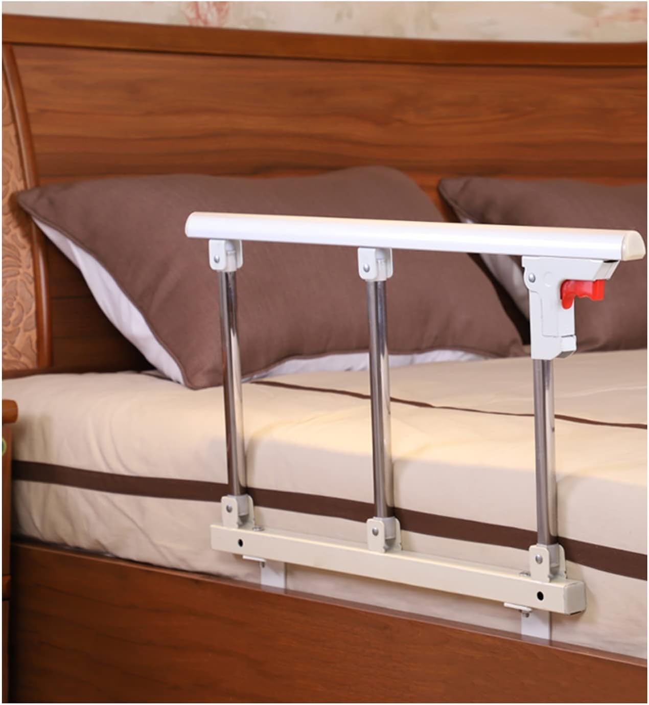 Gdmokle Portable Bed Rail for Elderly, Safety Side Protection Guard, Durable Toddlers Adults Assist Handle Grip, Barrier Gate for Bedroom Sturdy Double Beds (Color : Silver white, Size : 70x40X3cm)