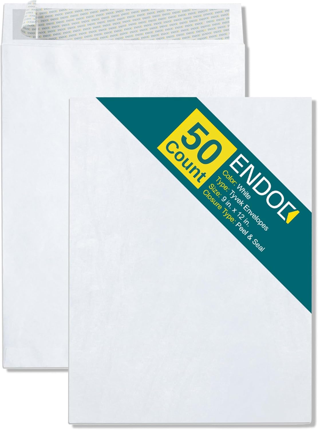 Tyvek Envelopes – 9x12 Mailer Tear Resistant Envelopes Tyvek® Construction & Easy Self Seal Closure –Bright White – Bulk Pack of 50 – 9 x 12 Inch