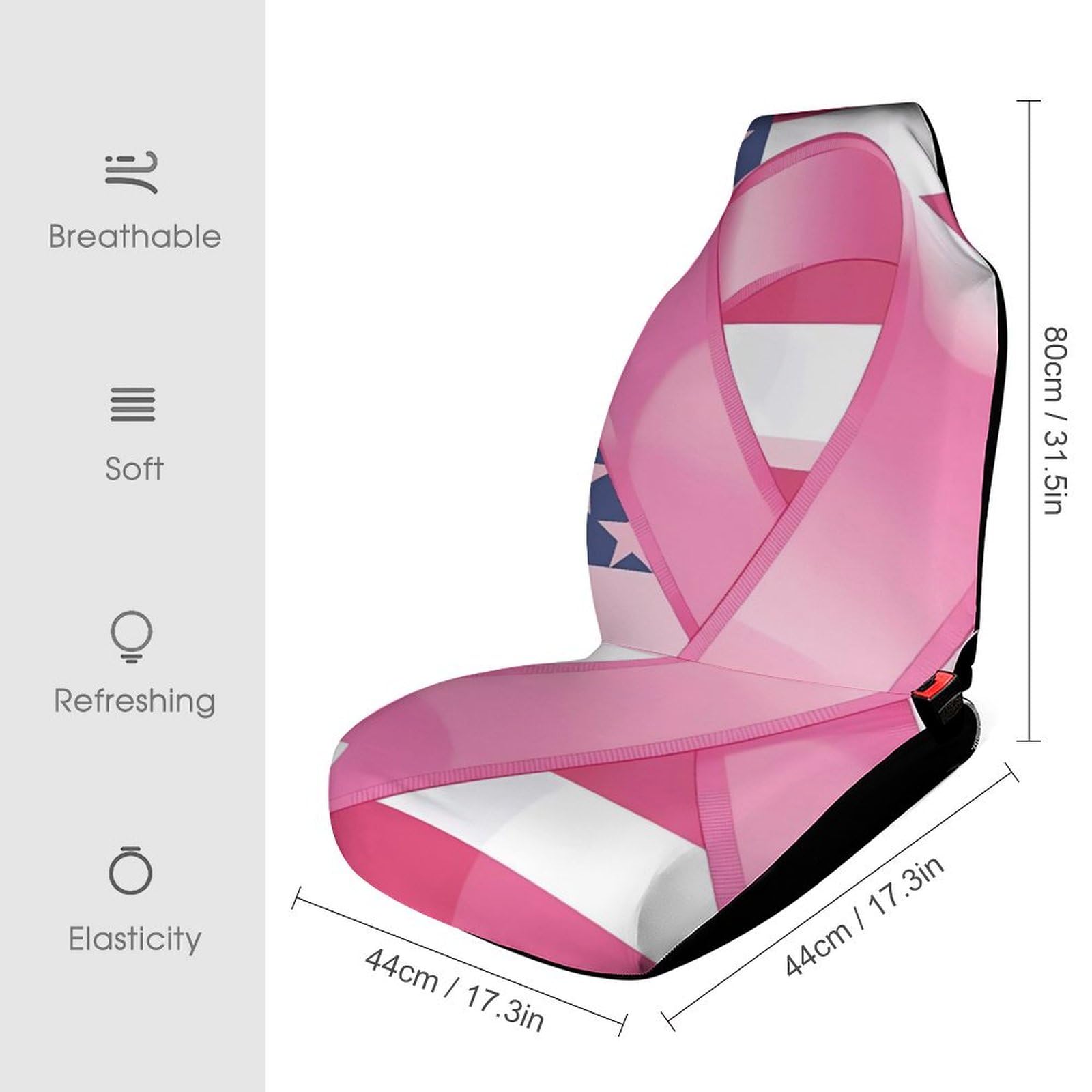 Ribbon Breast Cancer Awareness Flag Car Seat Covers Universal Car Front Seats Protector Auto Interior Accessories 2PCS