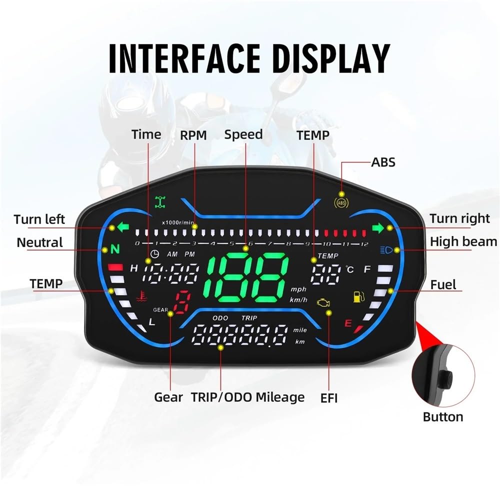 Moto velocímetro Digital para motocicleta, tablero LED, tacómetro de
