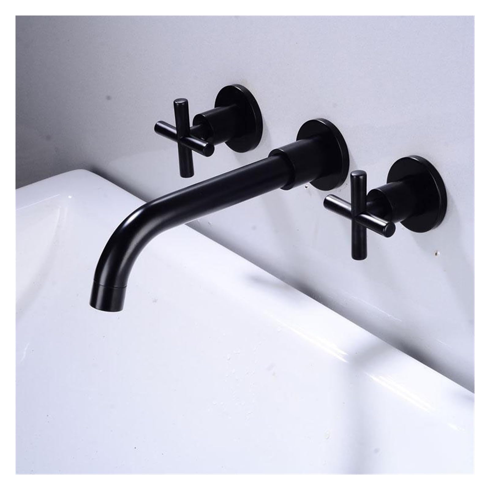 Robinet d'évier de salle de bain 3 trous mélangeur mural eau chaude froide Alba