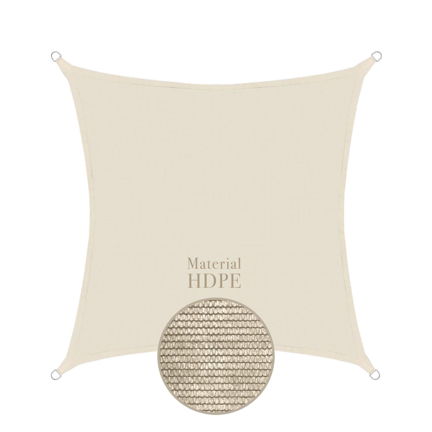 anndora Sonnensegel luftdurchlässig 3 x 3 m - Farbe Creme - quadratisch - Material HDPE