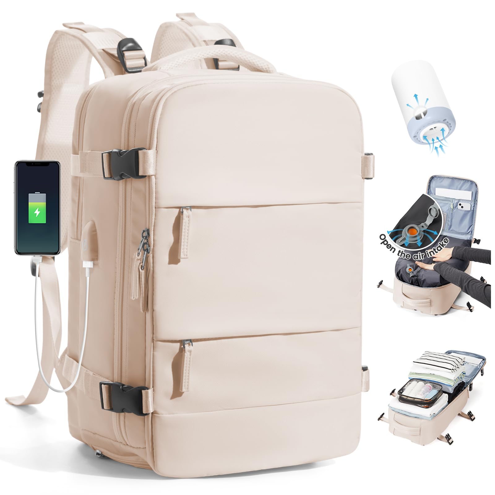 SZLX Zaino Ryanair 40x30x20 Sottovuoto Zaino da Viaggio 40x30x20 Wizzair Donna da escursionismo sportivo impermeabile Zaino Casual Laptop da 14 Pollici con porta di ricarica USB Scomparto per Scarpe