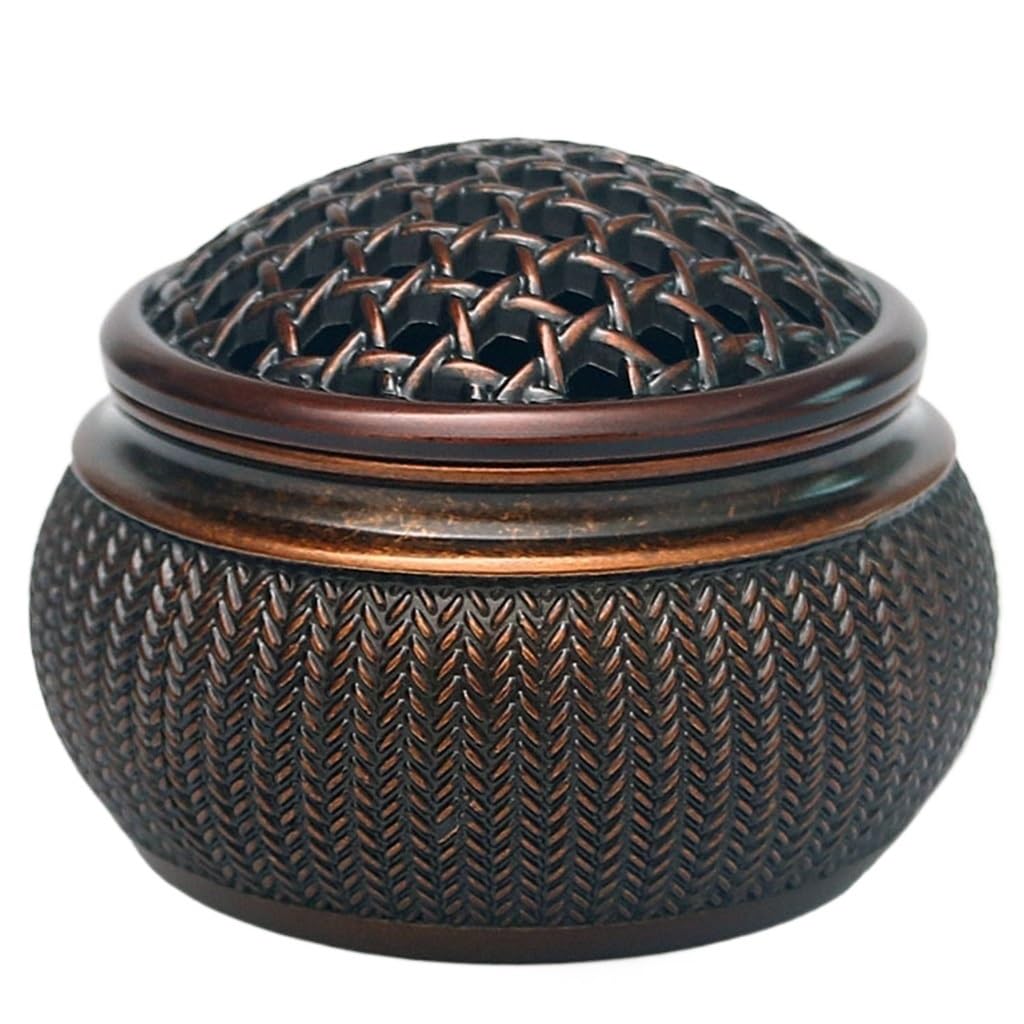 Brûleur d'encens en bois de santal et rotin tressé à la main, objet d'art antique haut de gamme