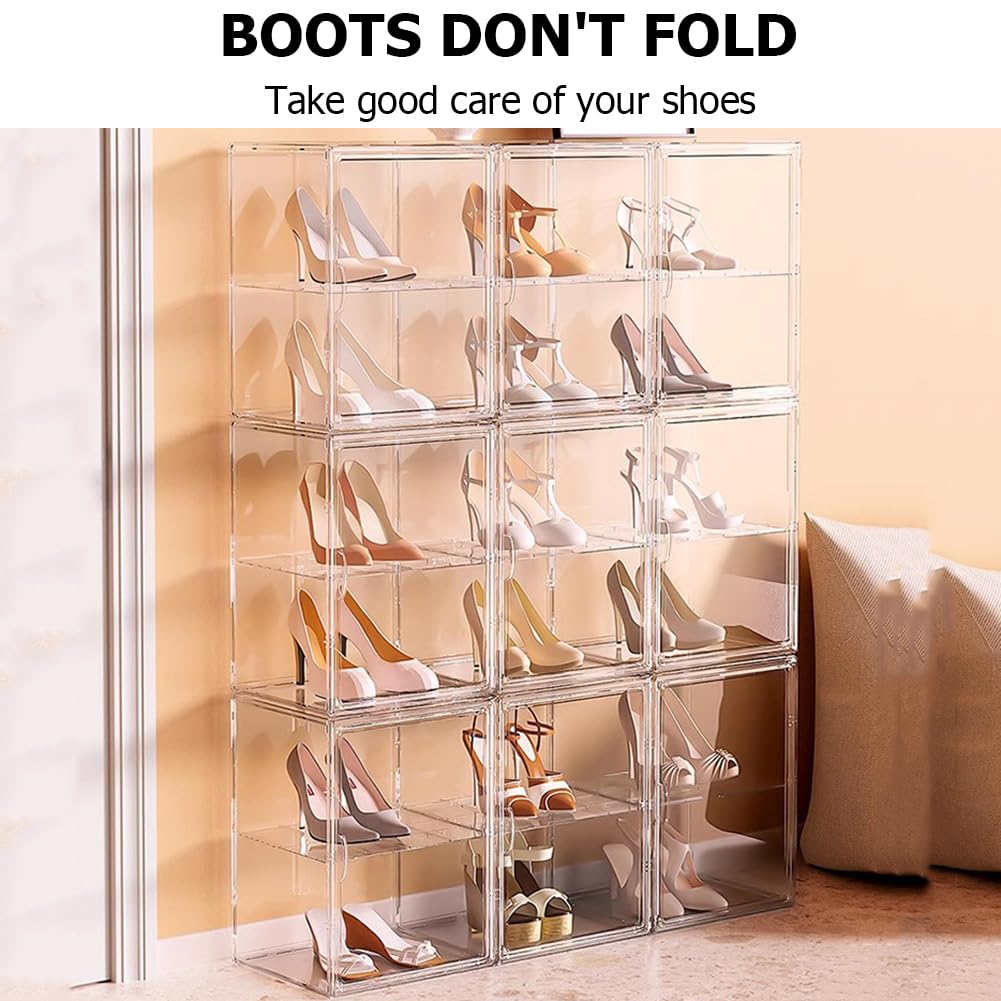 Scatola per scarpe in acrilico trasparente, impilabile, per scarpe da ginnastica, stivali, con coperchio, versatile, per scarpe, borse e libri, 1 pezzo