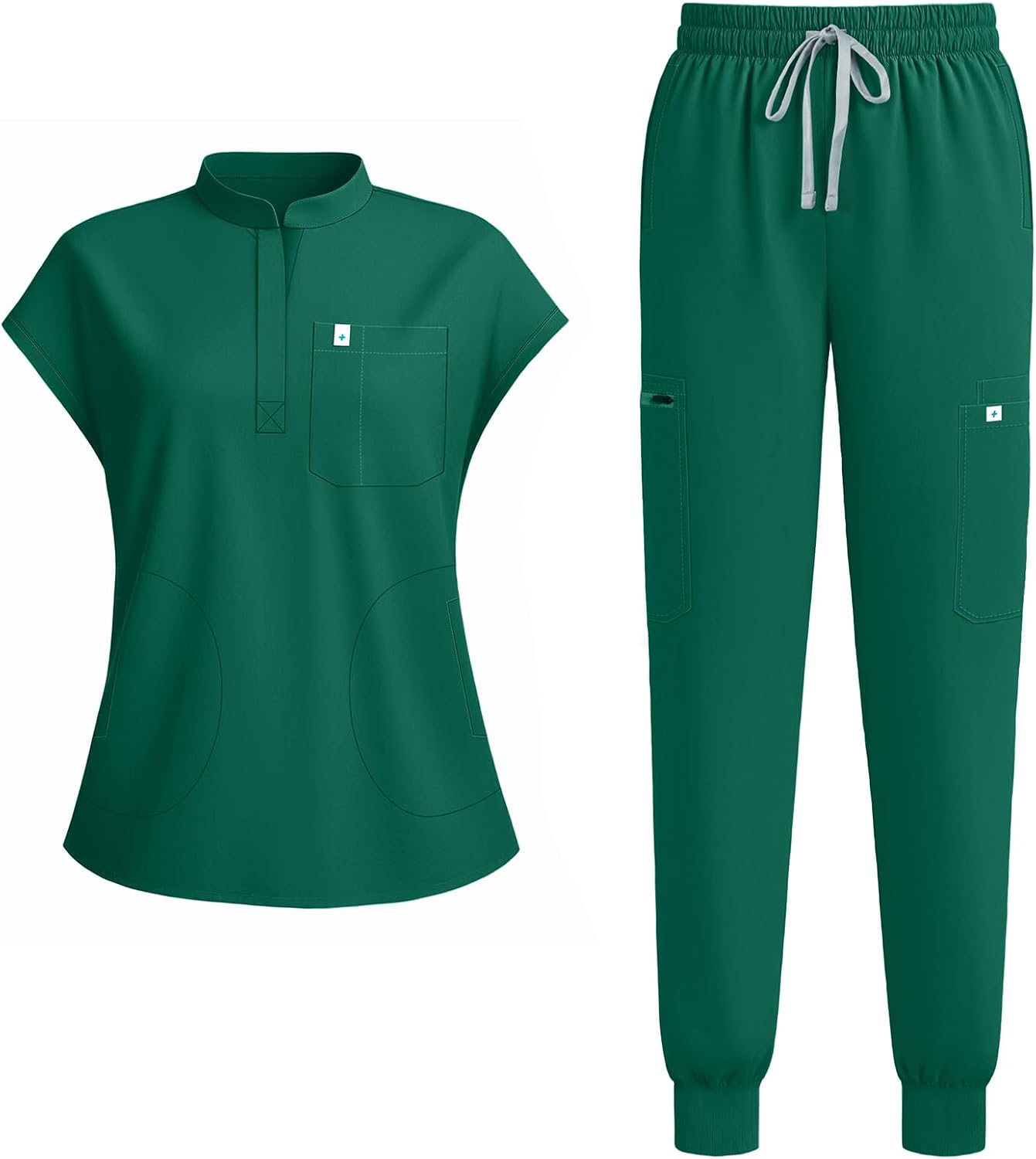 Scrubs for Women Set, Stand Collar Top & Jogger Pant 11 Pockets | Soft Stretch Women’s Scrub Set, Breathable/Anti-Wrinkle Fabric, All-Day Comfort, Ideal for Nurses, Dental, Clinic & Vet Staff