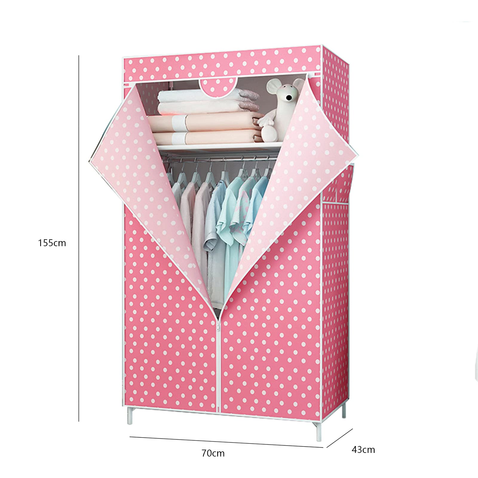 Armario Plegable De Lona, Riel para Colgar Ropa De Dormitorio Independiente Dormitorio De Condominio Organizador De Almacenamiento De Ropa Portátil con Bolsillos Laterales 155 * 43 * 70 CM