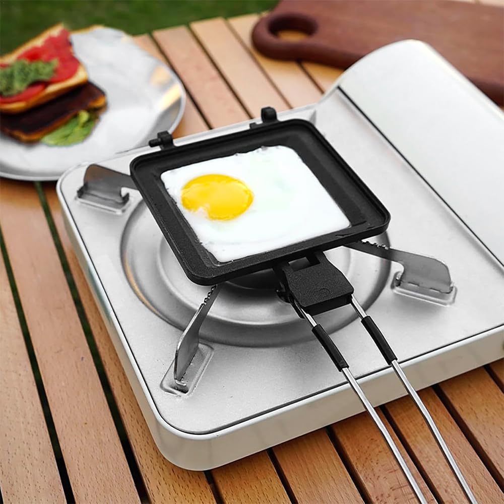 Sarini Macchina per panini da Campeggio, griglia per panini, Macchina per Grigliare su Entrambi i Lati, teglia per Pane Antiaderente con Manici Resistenti al Calore,Campeggio Multifunzione