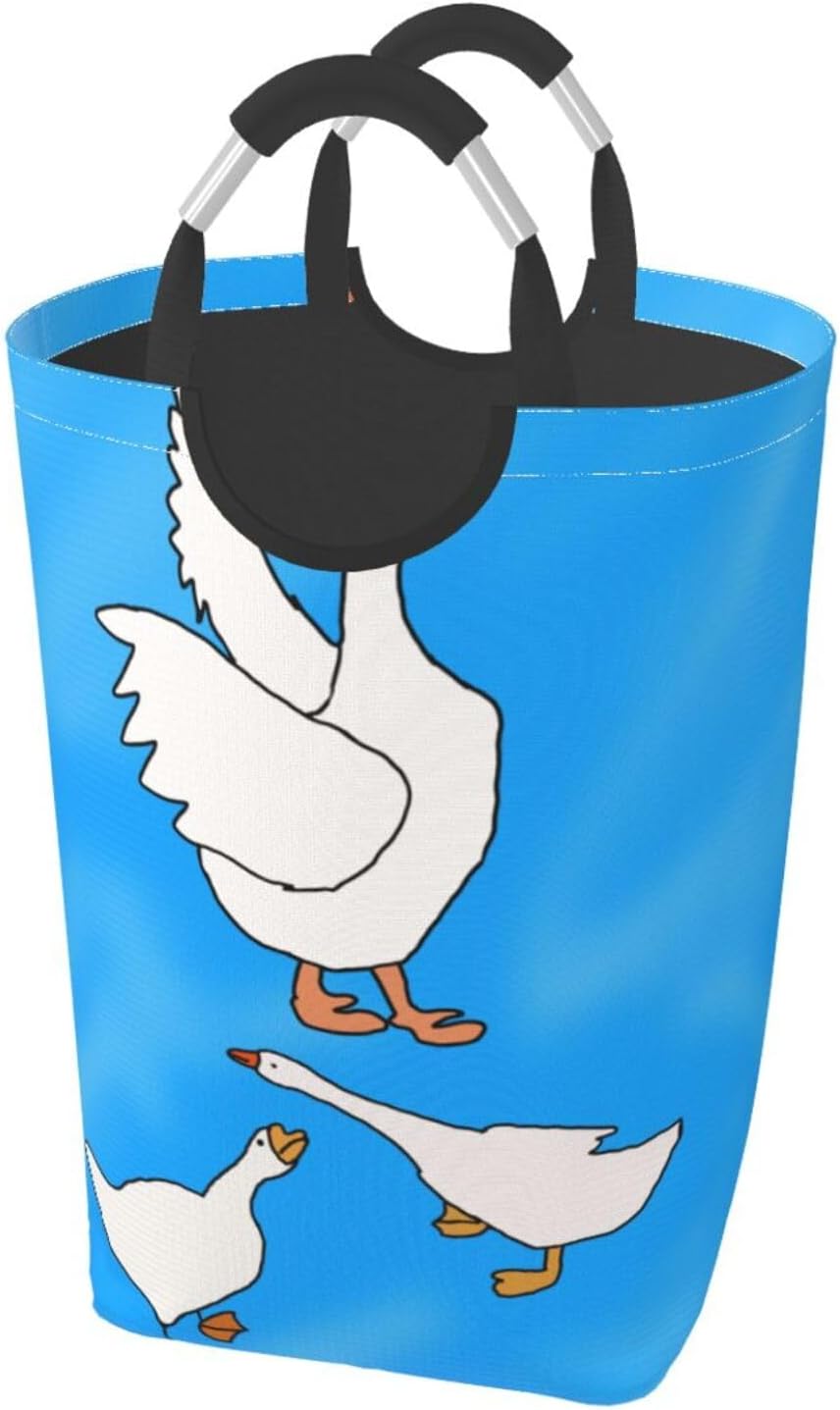 White Goose House Foldable storage bag, 50L capacity, suitable for laundry room, dormitory bedroom, dirty clothes storage basket.