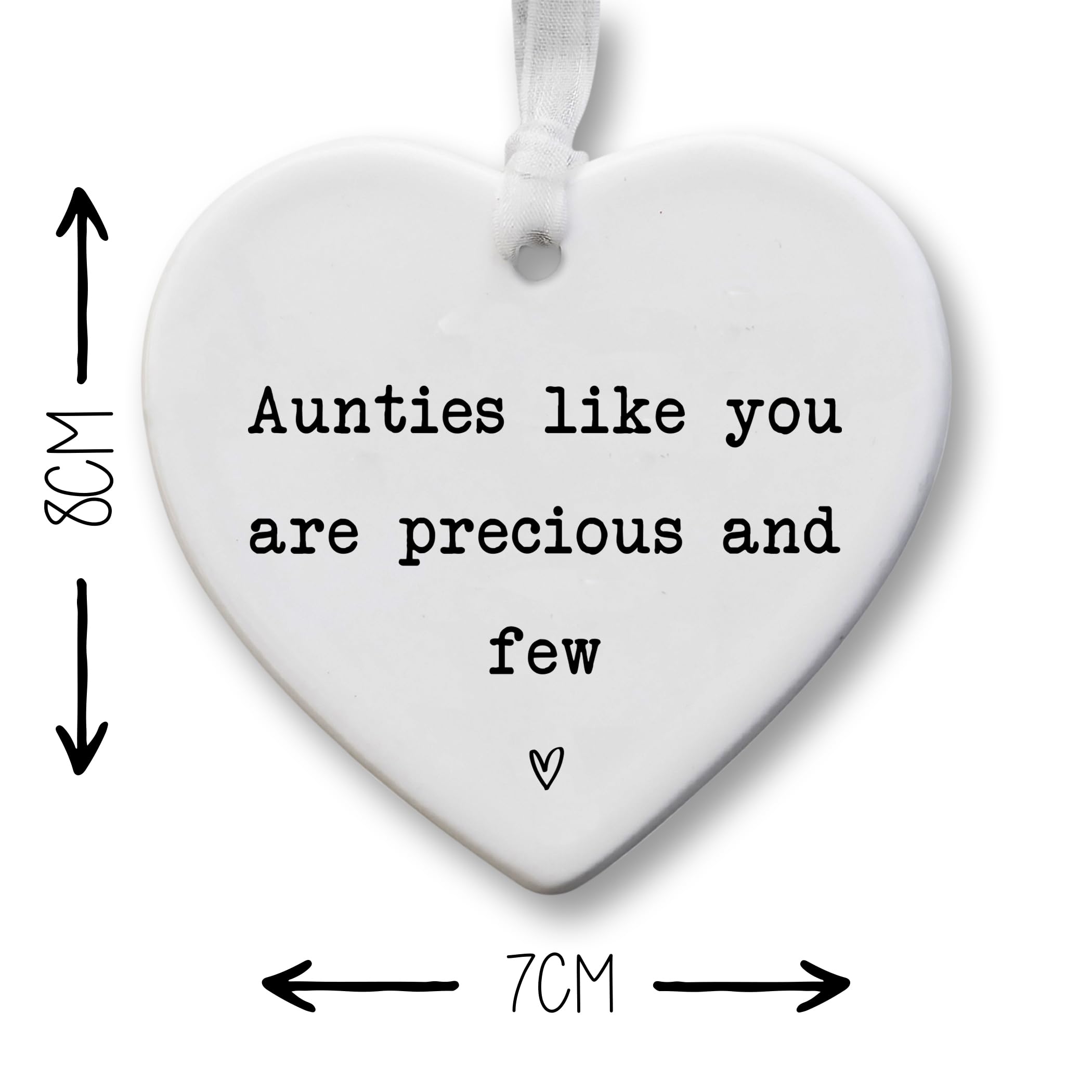 Auntie Gift Ceramic Hanging Heart Plaque (8cm x 7cm) - “Aunties Like You Are Precious and Few” Keepsake - Birthday, for Auntie Ornament - Image 2