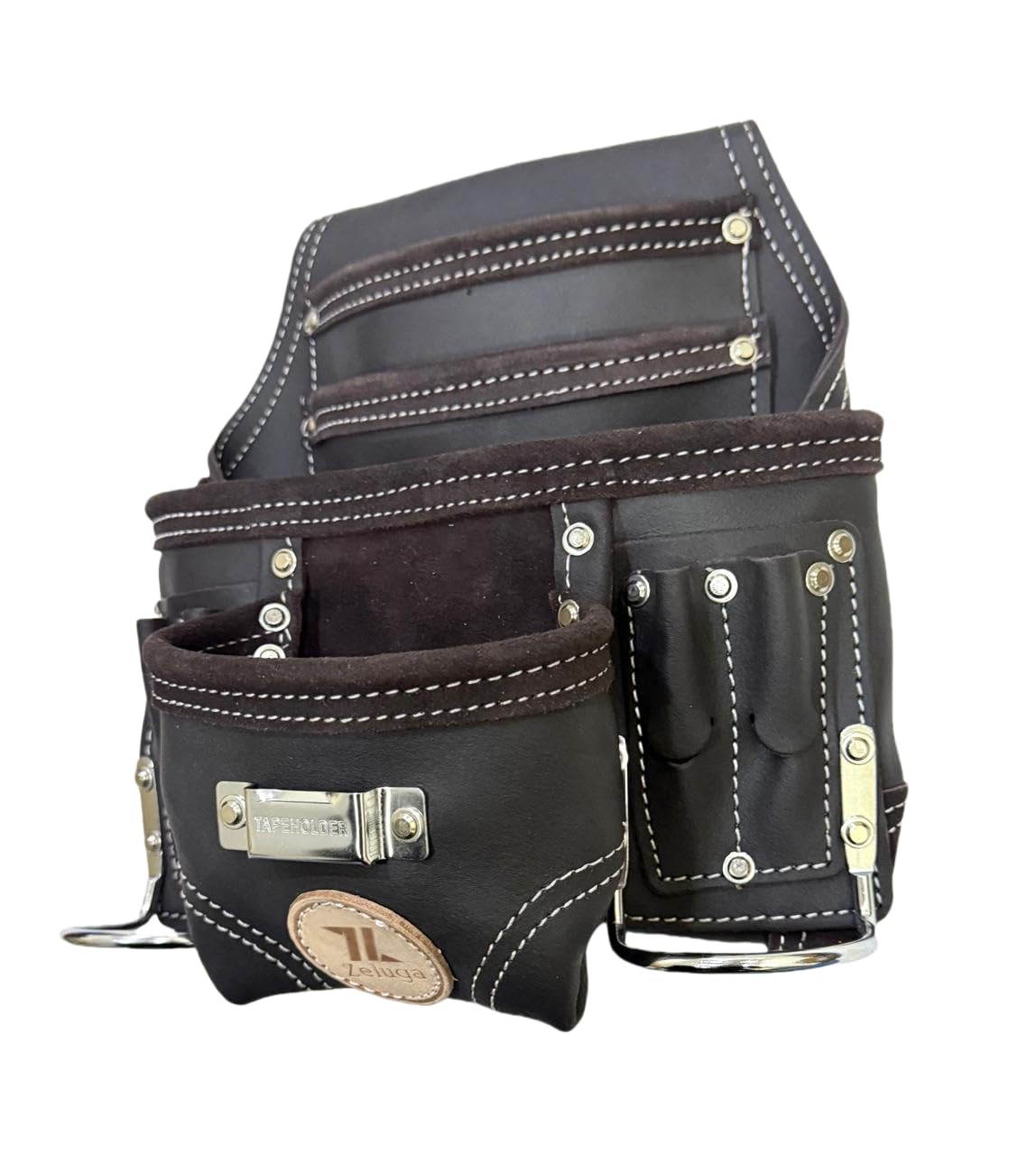 Zeluga 20-111 10 Pocket Rigger - Bolsa de herramientas de cuero resistente, curtido al aceite