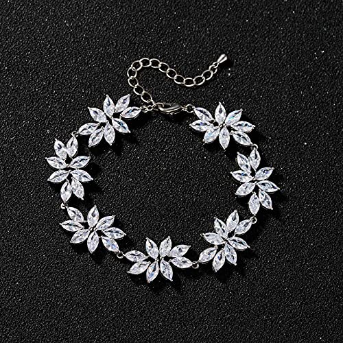 Sweetv Bridal Bracelets For Wedding, Crystal Cubic Zirconia Bracelets For Wedding Prom, Bridal Wedding Gifts #TOP5