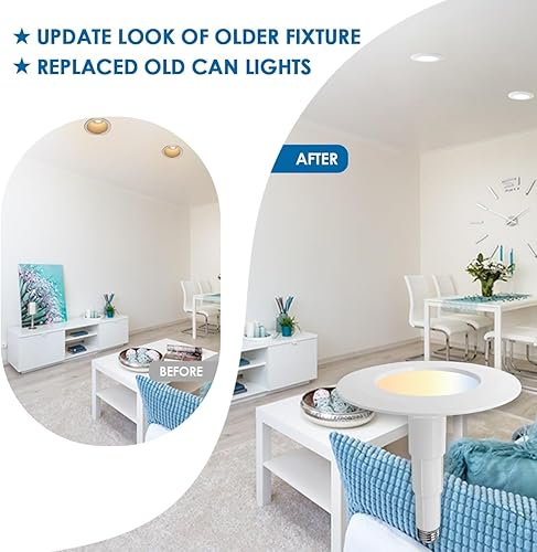 Miniatura 7 de Paquete de 4 luces empotrables LED de 56 pulgadas 5CCT de 56 pulgadas, seleccionable 2700 K3000 K3500 K4000 K5000 K, luces de lata regulables,