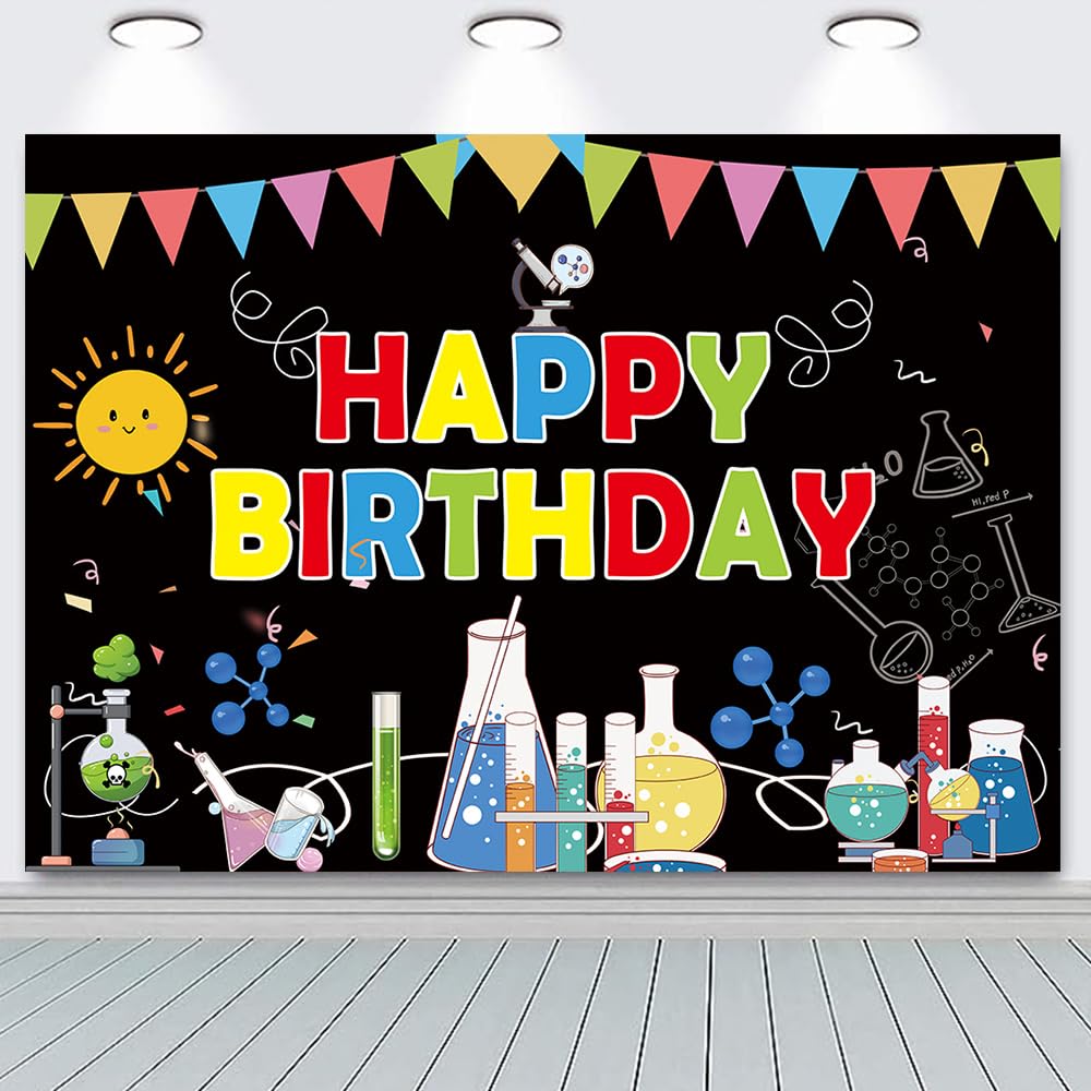 Science Party Backdrop Science Happy Birthday Backdrop Banner - Mad ...