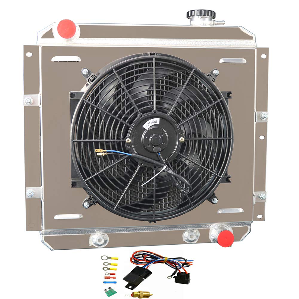 Aluminum Radiator Fit FOR 19701980 Toyota Land Cruiser FJ40 Shroud