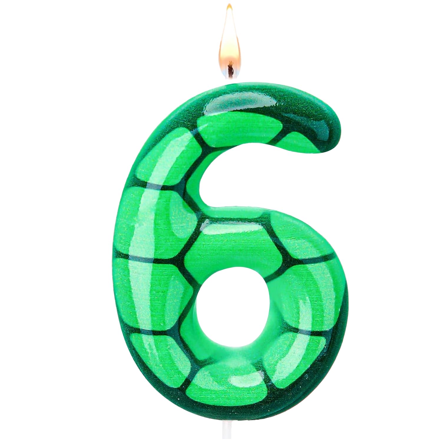 Number 6 Turtle-Themed Birthday Candles, 6th Green Numeral Cake Toppers for Kids, Boys, and Girls, Perfect for Turtle and Green-Themed Birthday