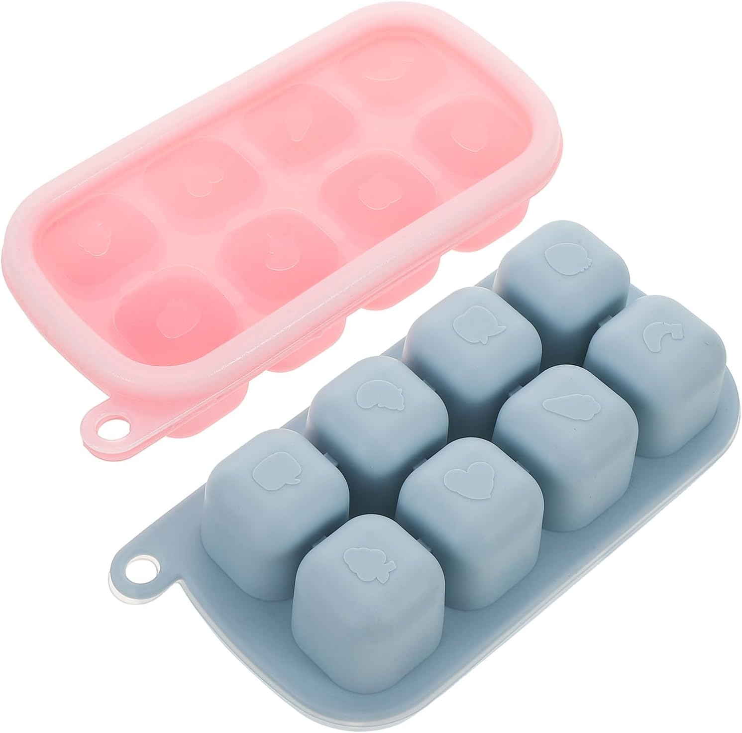 2pcs Ice Cube Tray: 8 Grid Silicone Ice Cube Molds With Lid Chilling Cocktail Whiskey Tea Coffee For Chilling Coffee Juice Cocktail Assorted Color