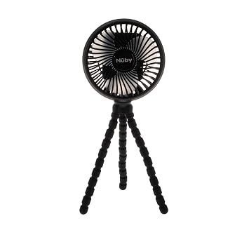 Nuby Stroller Fan with Adjustable Legs - 3-Speed Portable Fan for Car Seats and Play Yards - Stroller Accessories - Summer Travel Essentials - Black