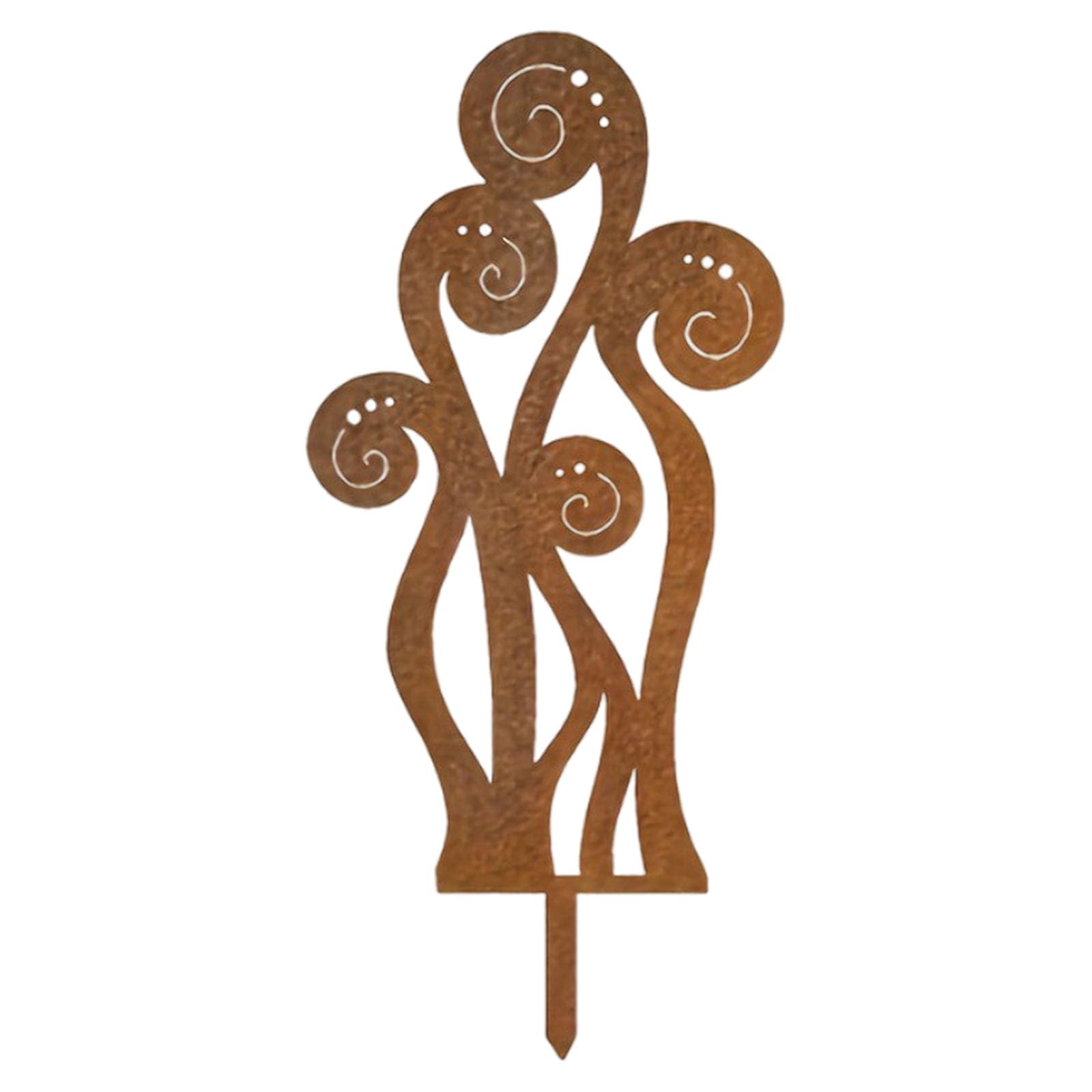 Country Iron Fern Plant Ground Stakes for Outdoor Decoration Stable Rusty Garden Stakes Antique Finish for Flowerbeds Rusty Fern Plant Ground Stakes