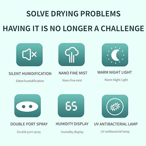Miniatura 7 de Humidificador para dormitorio, humidificador de niebla fría de 1.8L con luz nocturna, humidificadores para el hogar y las plantas, habitación del