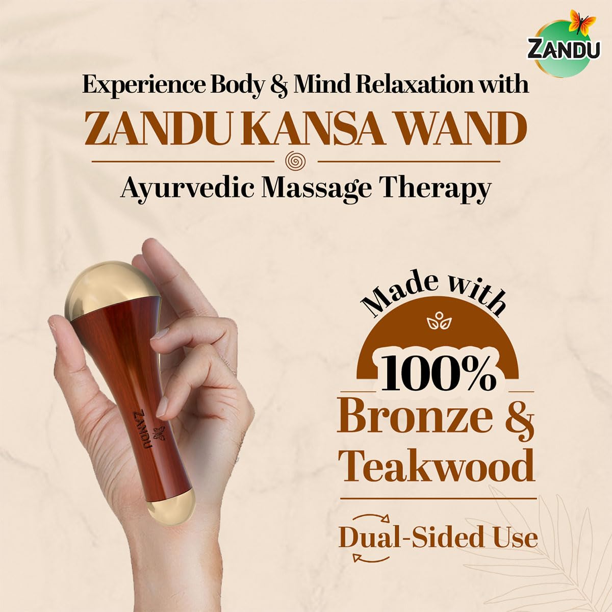 Zandu Ayurvedic double -sided Kansa Wand Massage | 100% bronze and texwood handle- portable face, neck, body and foot cargo | Promotes relaxation and improves blood circulation. Face yoga wellness tool Zandu Ayurvedic double -sided Kansa Wand Massage | 100% bronze and texwood handle- portable face, neck, body and foot cargo | Promotes relaxation and improves blood circulation. Face yoga wellness tool