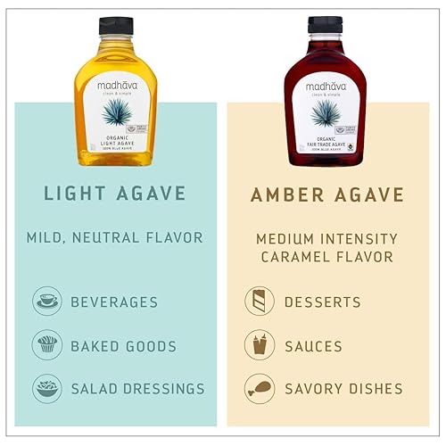 Miniatura 7 de MADHAVA Agave ligero orgánico, néctar azul 100% puro | Alternativa al azúcar | Vegano | Sin OMG | Edulcorante líquido natural, 46 onzas (paquete de