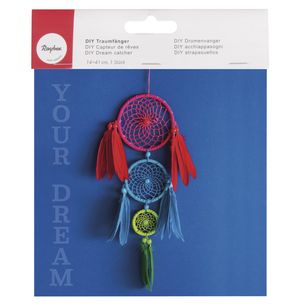 Rayher 66047000 BP: DIY Dream Catcher, 14 x 41 cm, Colourful, Self-service Packaging, Pack of 1
