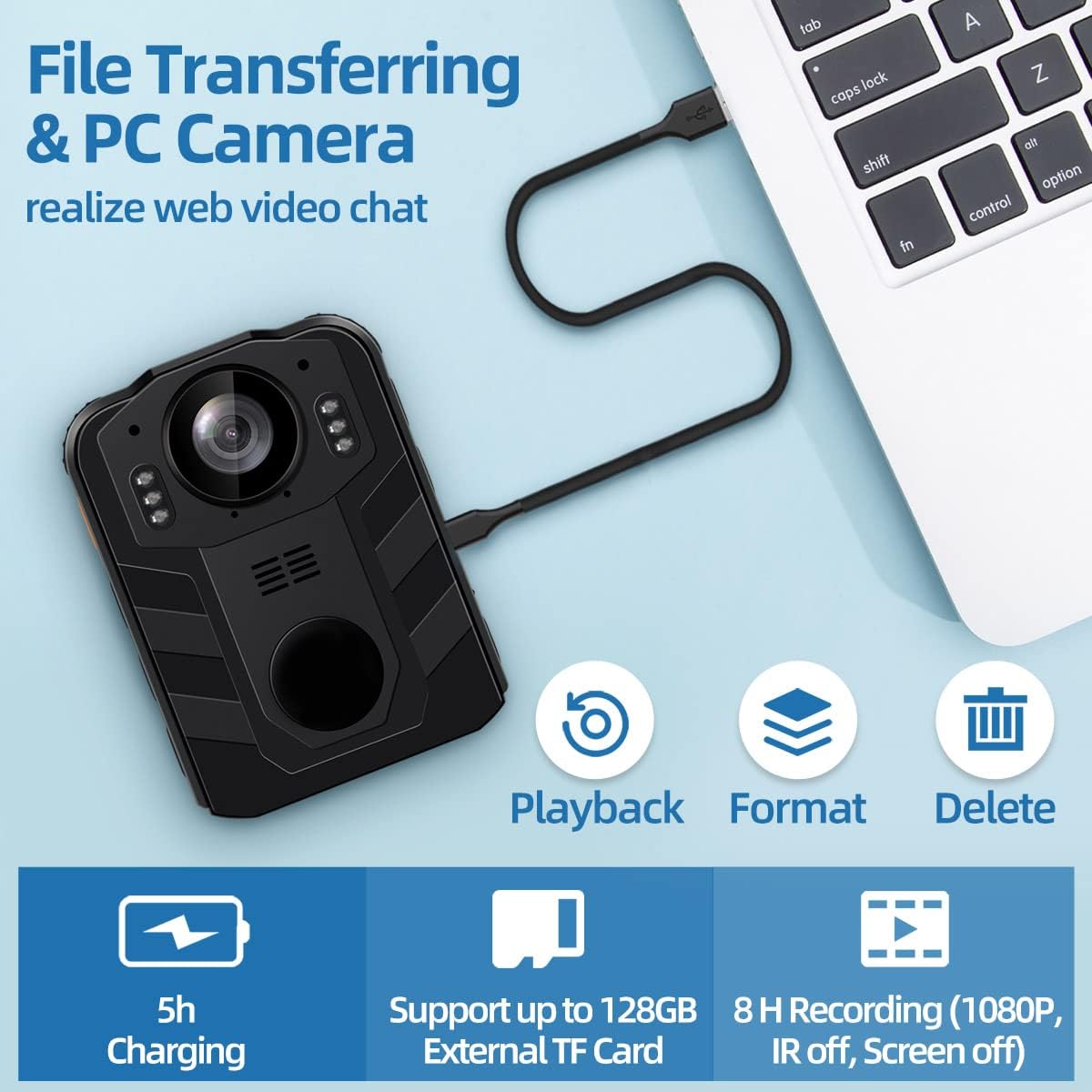 CAMMHD C9 Body Camera battery capacity and usage time