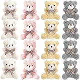 16 Packs Plush Bears Keychain,Cute Mini Bear Toy Keyring Pendant,Soft Teddy Bear Backpack Charms for