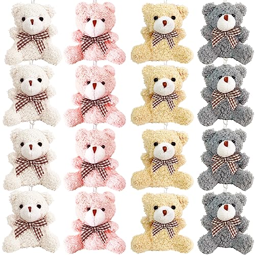 16 Packs Plush Bears Keychain,Cute Mini Bear Toy Keyring Pendant,Soft Teddy Bear Backpack Charms For Diy Keychain Craft Birthday Gifts Party Favors Supplies #TOP3