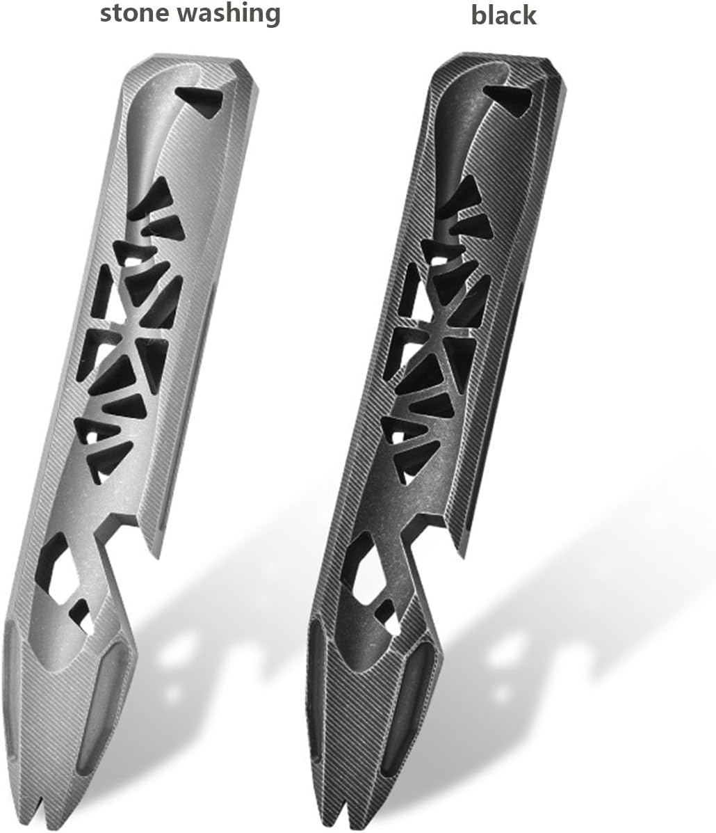 RIYI Titanium EDC pry bar, bottle opener keychain outdoor tool, multifunctional pocket pry bar, portable multifunctional tool. (Black)