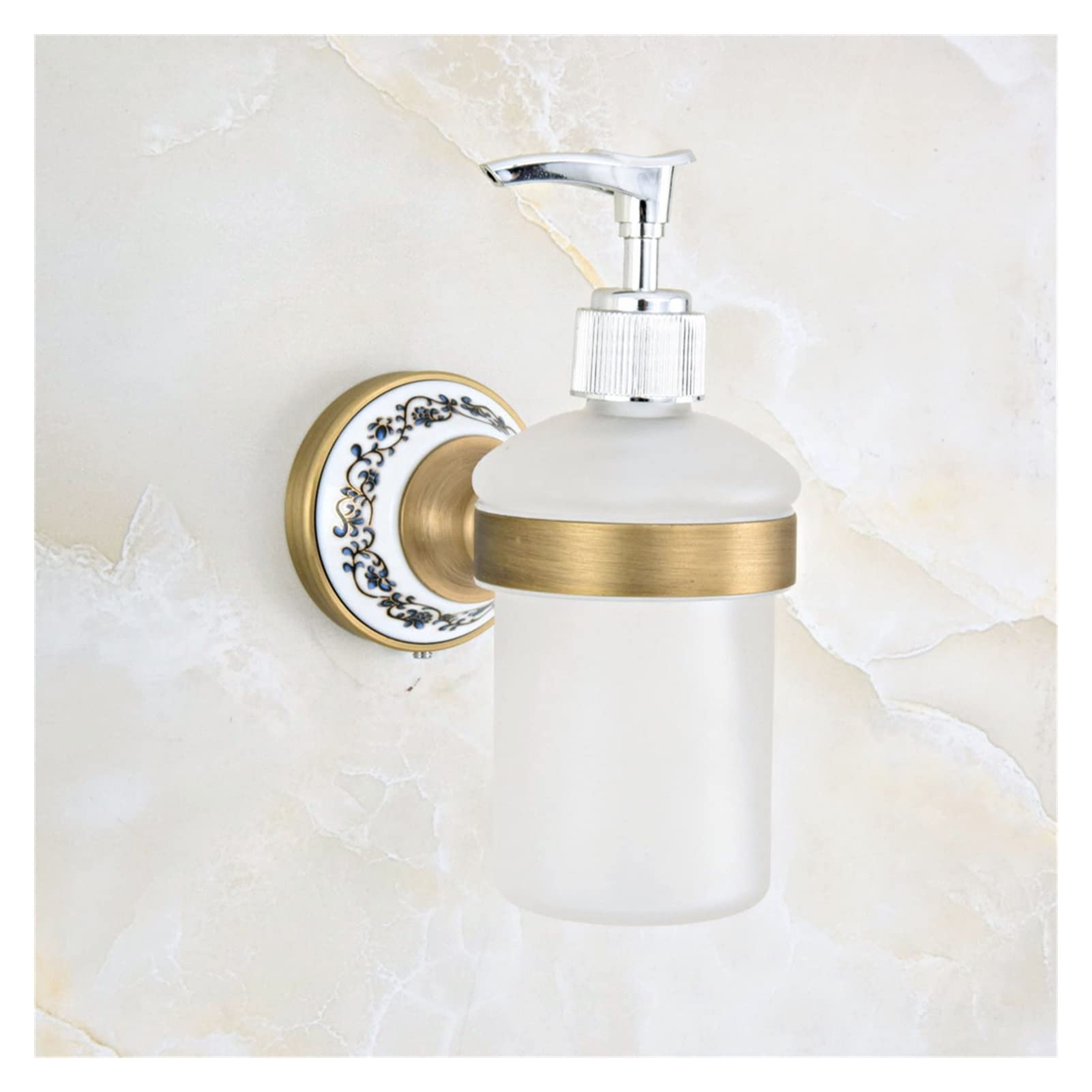Base in ceramica in ottone anticato da parete, per cucina, bagno, lavandino, accessorio per dispenser di sapone in vetro