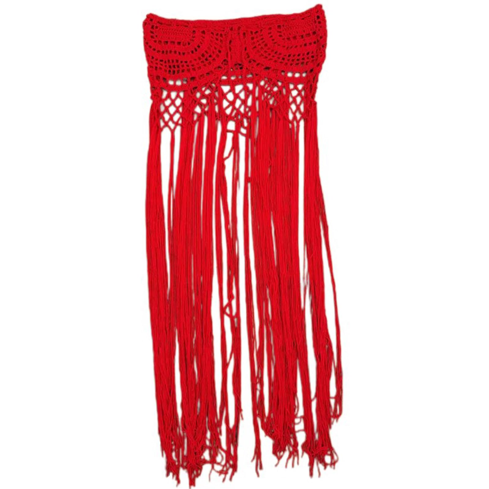 Vestido de playa con borlas largas, vestido de punto hueco para traje de baño, falda de playa de ganchillo transparente para fiestas en la playa