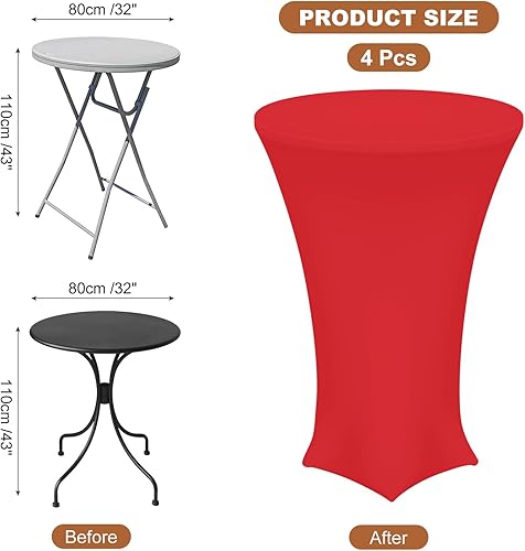 Miniatura 2 de uxcell Mantel redondo de 4 piezas de 32 x 43 pulgadas, mantel elástico de elastano Highboy, mesa superior alta ajustable para bar, fiesta de boda