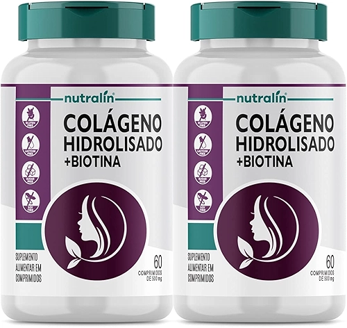 Combo 2 Colageno Hidrolisado 500mg Cabelo Pele Unha 60 Cap Nutralin
