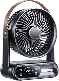 タッチパネル卓上ファンターボ循環スマートタイマー照明付きUSB充電式軽音大容量バッテリー家庭・オフィス・寝室用HOLONEST (ハンドヘルドファン,グレー)