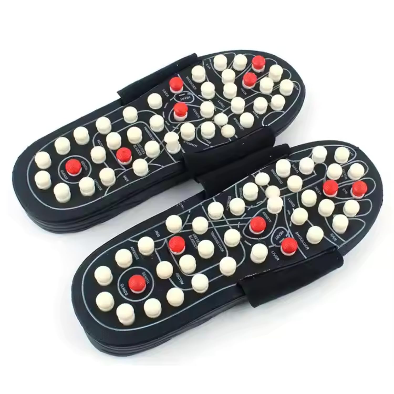 MEDITROVE Yoga Paduka I Manual Spring Acupressure and Magnetic Therapy I Rubber Foot Massager Slipper I Full Body Blood Circulation Natural Slippers I Leg Relaxer Sandals for Men & Women - Black