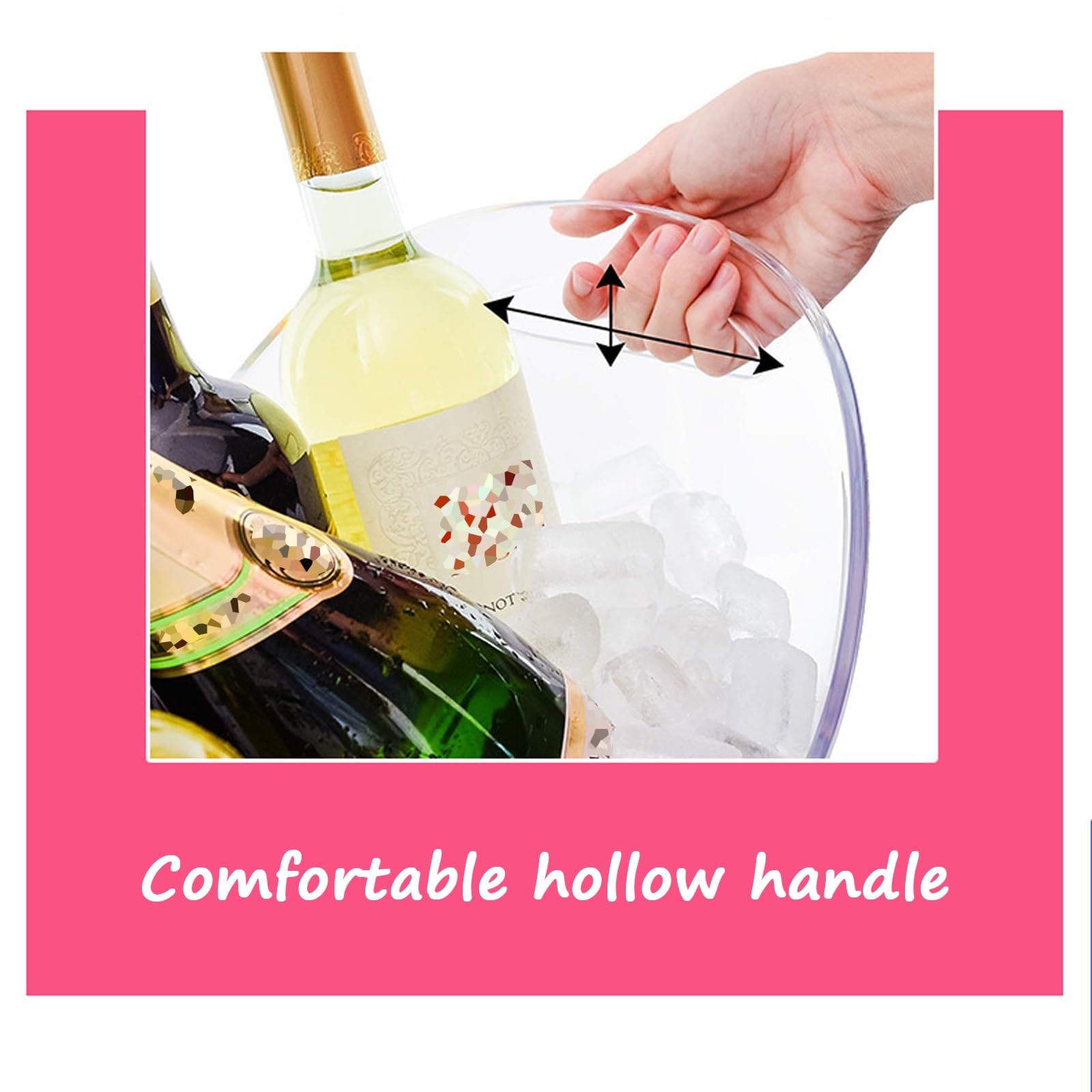 Cubo de hielo transparente de plástico PET de 4 L, 8 L, 12 L, para vino, cerveza, bebidas, perfecto para fiestas, eventos y celebraciones, ligero y elegante