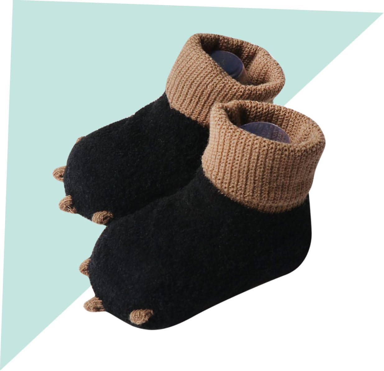BESPORTBLE Warm Thickened Winter Socks Non Slip Cozy Mid Calf Stockings for Boy Girl Black Sole Soft Comfortable Footwear for Newborn Boys