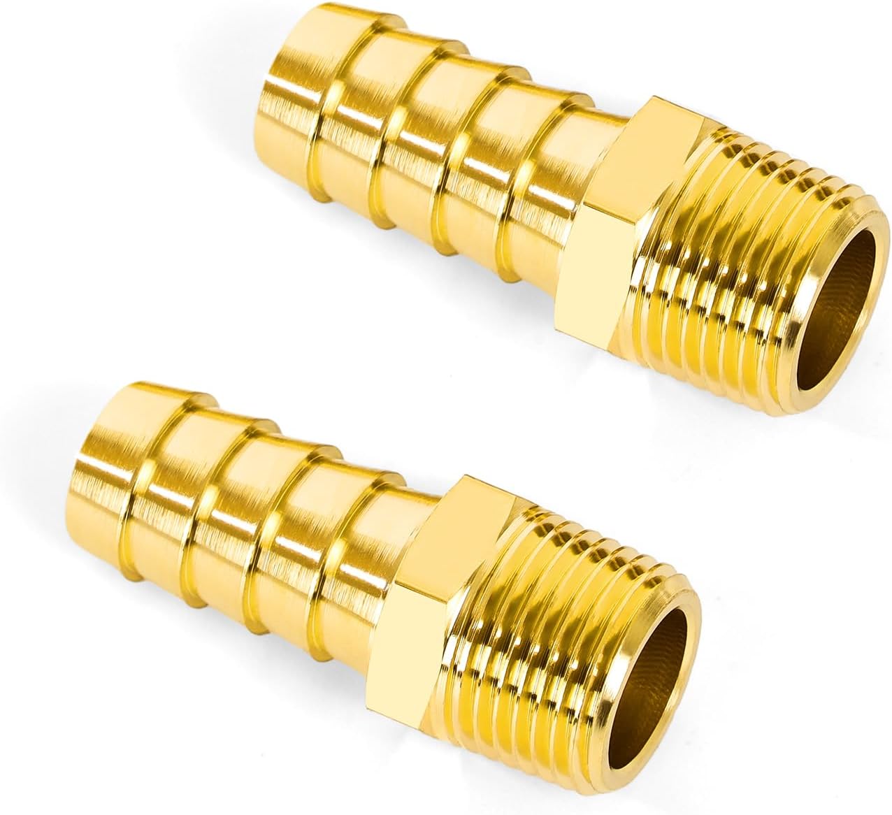 3/4" Barb x 3/8" NPT Male Pipe, Brass Hose Fitting, Barb Pipe Fitting Adapter, 2 PCS