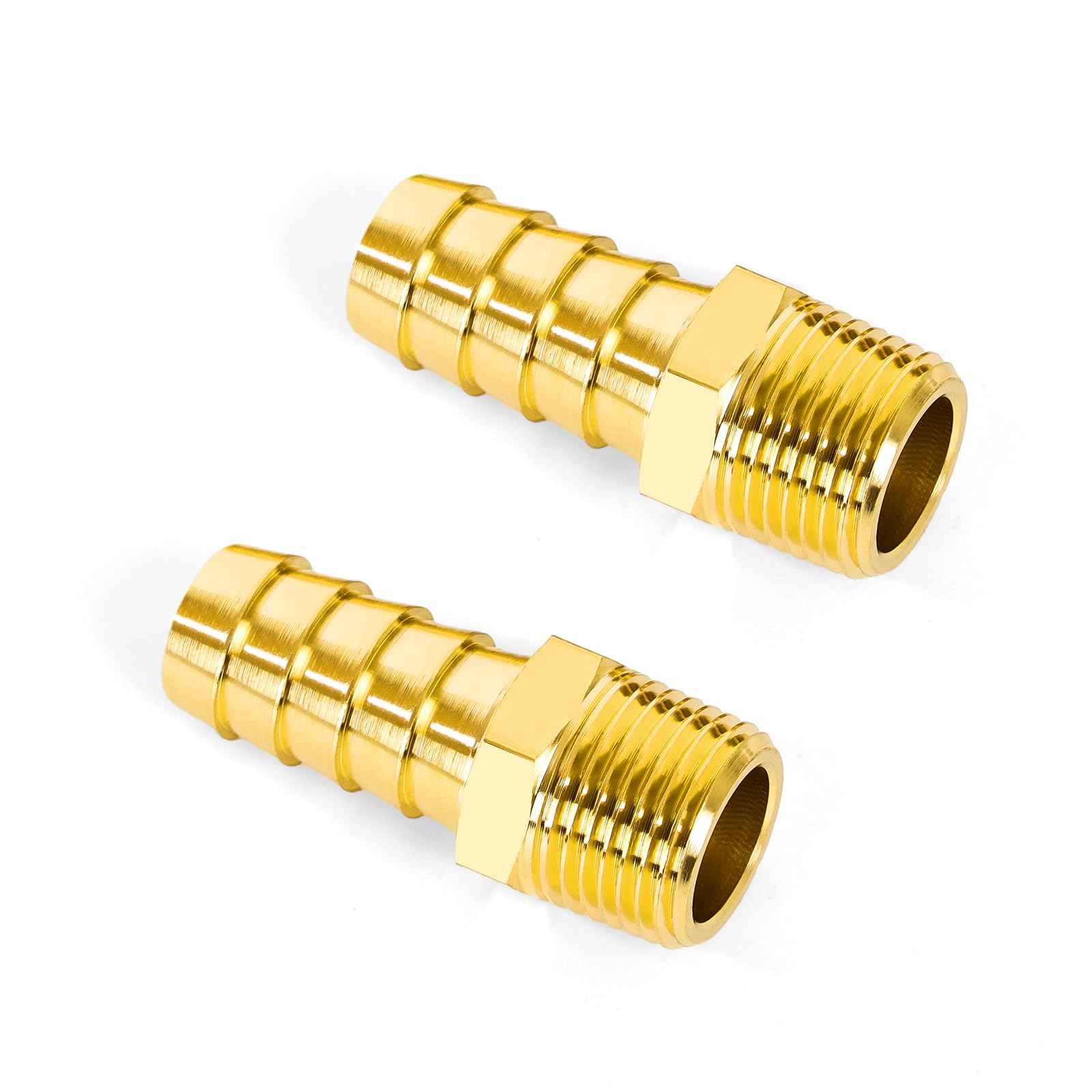 3/4" Barb x 3/8" NPT Male Pipe, Brass Hose Fitting, Barb Pipe Fitting Adapter, 2 PCS