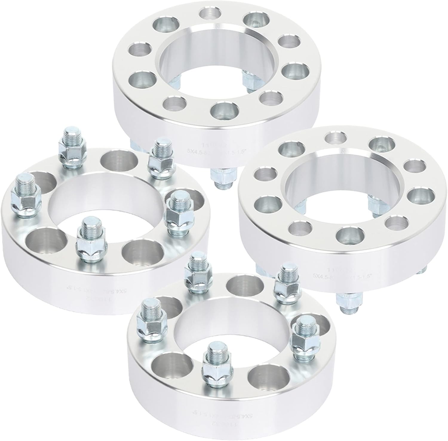 SCITOO 4Pcs 1.5 inch 5 Lug Wheel Spacers 5x4.5 with 14x1.5 Studs Bore 82.5mm Wheel Spacer Adapters fits for 2009-2019 for Challenger Wheel spacers 2006-2019 for Charger Wheel spacers Silver