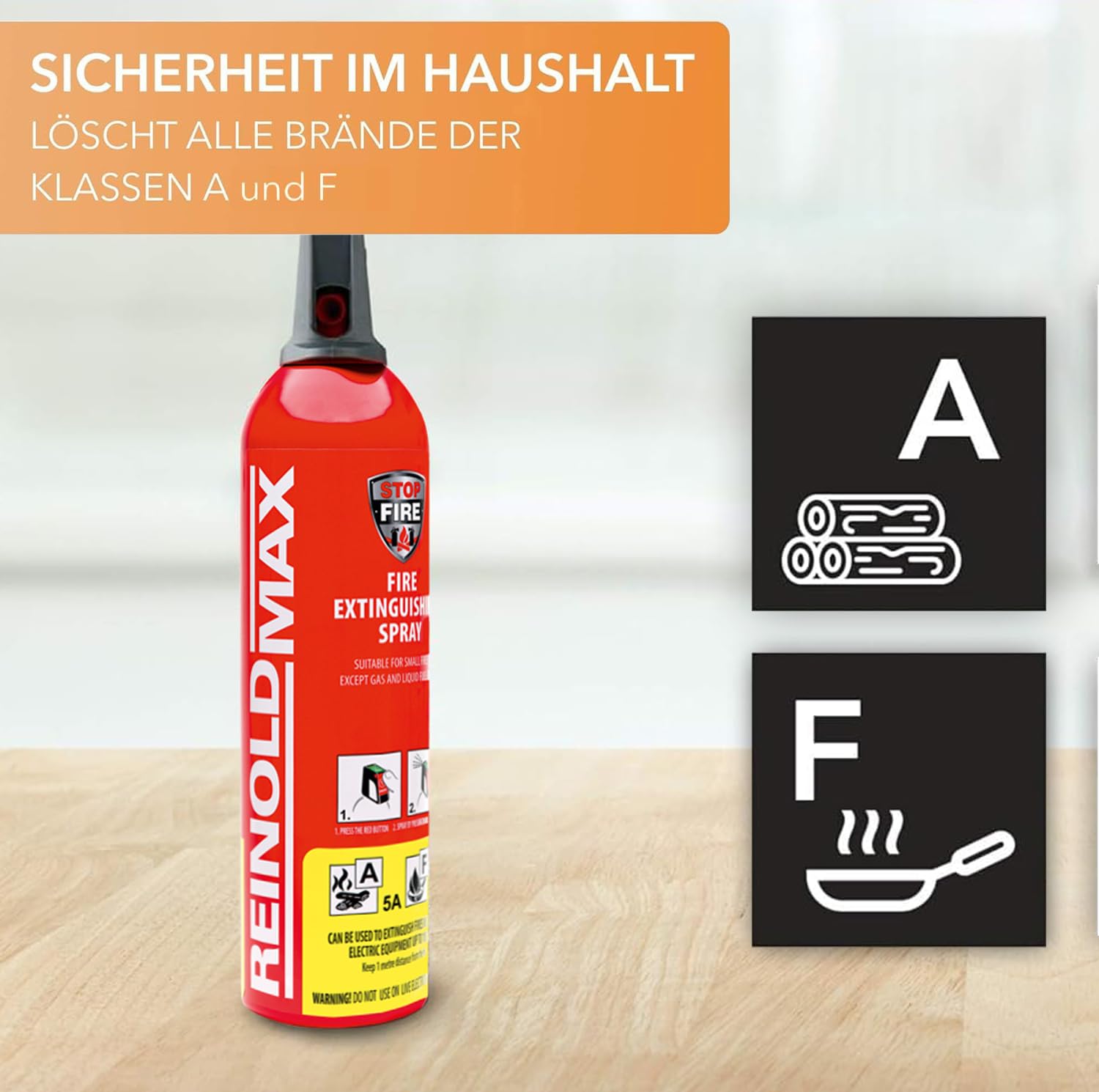 Xenotec Spray antincendio premium – 2 x 750 ml – 2 supporti da parete – Stopfire – estintore auto – Reinoldmax – incluso supporto da parete nero – riutilizzabile