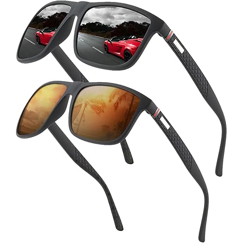 Polarized sunglasses for men/women; Vintage/classic/elegant light frame; HD pilot lenses; Golf/driving/fishing/travel Eyewear