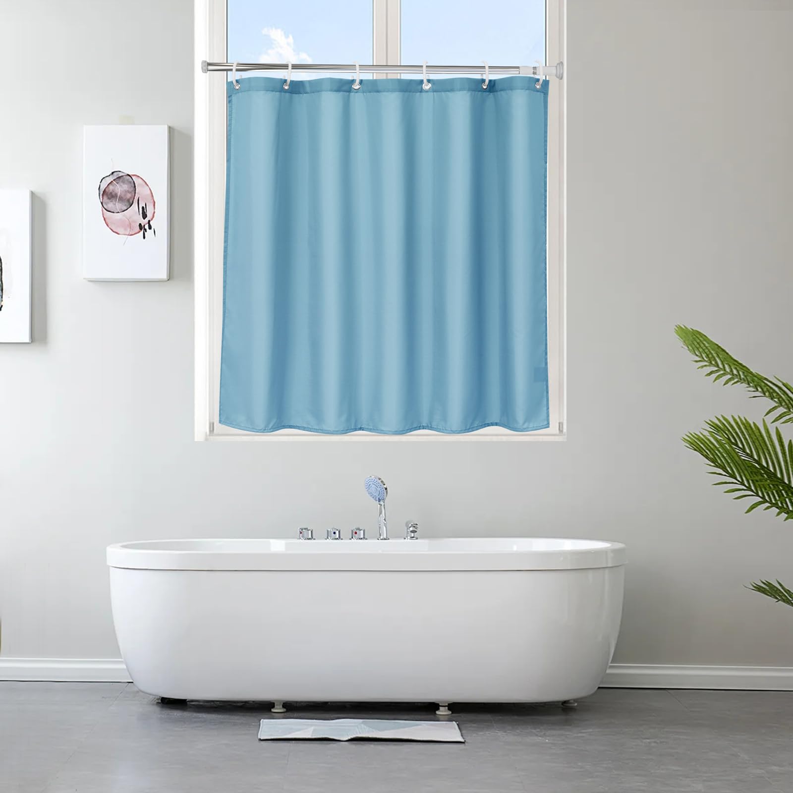 Amazon.co.jp: AooHome シャワーカーテン 小窓 目隠し 防水 短め