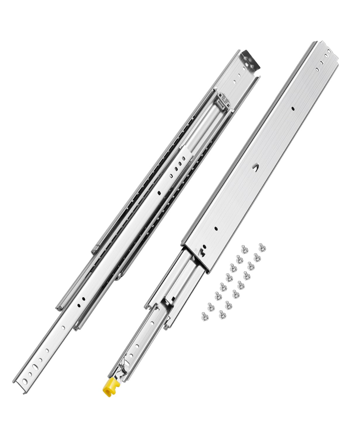 VEVOR 1 Par de Correderas para Cajones de Extensión Completa, Capacidad Carga 226,8 kg, Rodamiento de Bolas con Riel Deslizante para Cajones de Montaje Lateral con Bloqueo, 763 x 76 x 19,5 mm