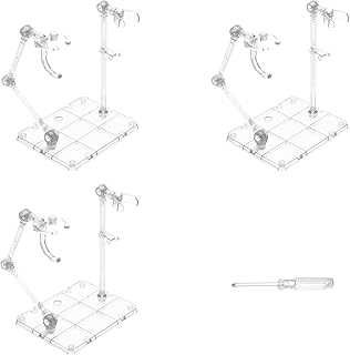3 Pack Action Figure Stand, Transparent Assembly Action Figure Display Holder Base Model Support Stand Compatible with 6" HG/RG/SD Gundam 1/144 Toy with Screwdriver