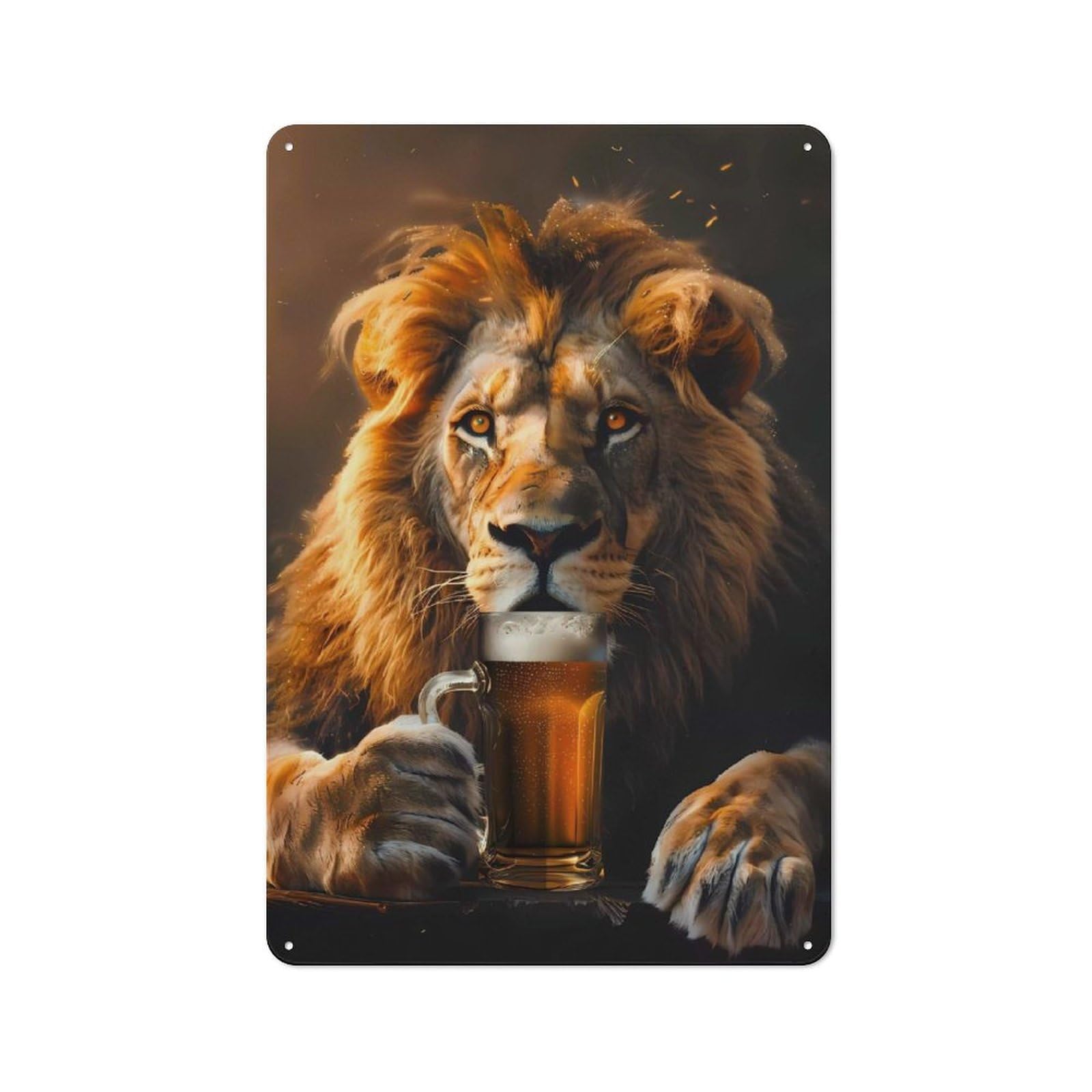 Junmoney Style-18 Retro Tin Sign 30X20cm Featuring Lion Beer For Workshop Wall, Gift For Makers And Diy Enthusiasts During The Christmas Season