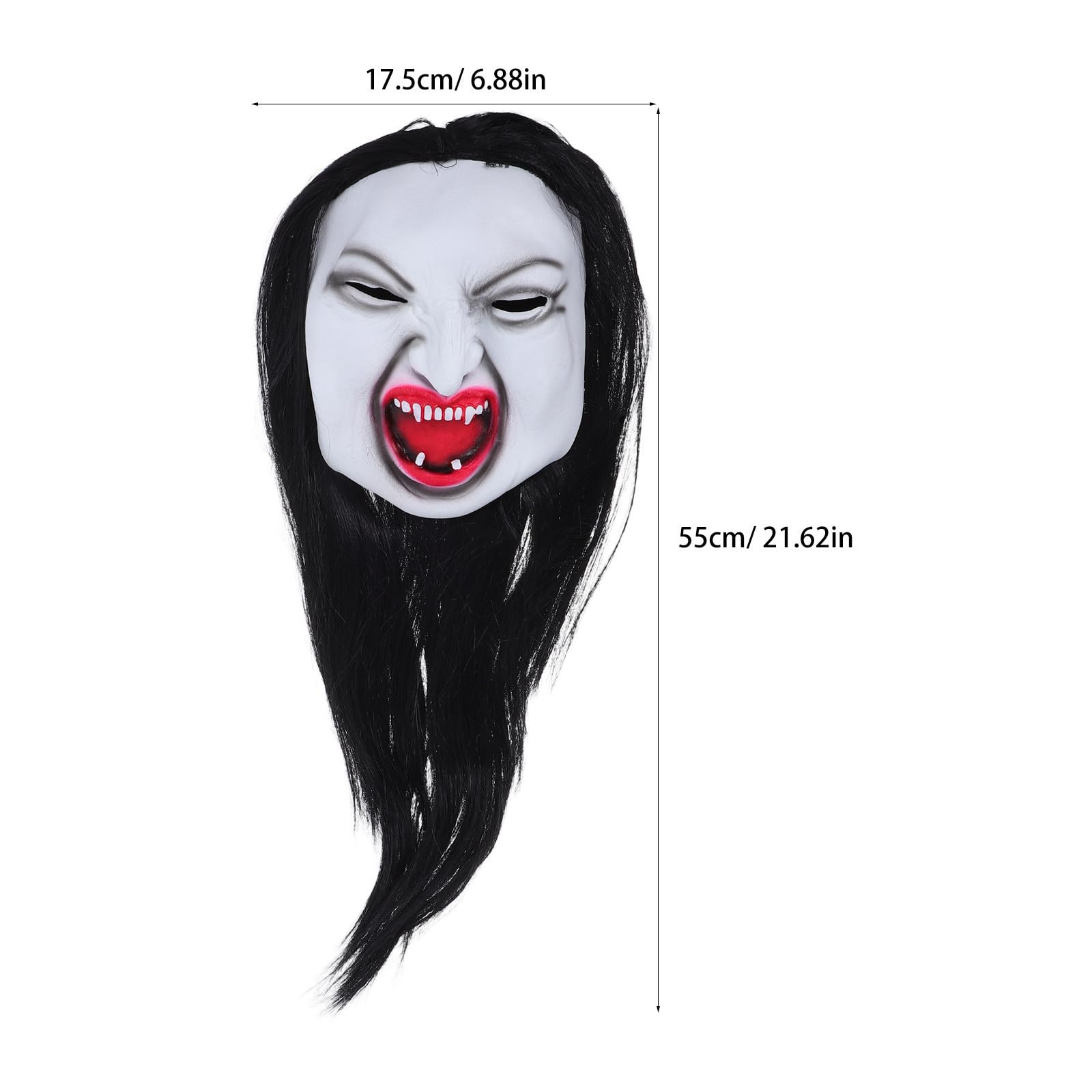 Tofficu 4 Pezzi Maschera Spaventosa Realistica Donna Fantasma con Chioma Lunghi